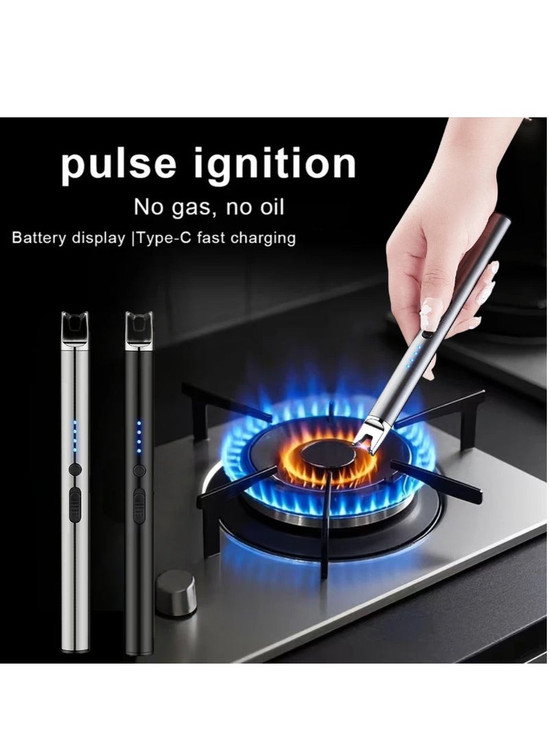  أورا سيليكت ولاعة كهربائية على شكل شمعة قابلة لإعادة الشحن عبر USB، تصميم بلا لهب ومقاوم للرياح، مزودة ببطارية ليثيوم بوليمر 170 مللي أمبير، مع شاشة LED لعرض حالة البطارية - Image 2